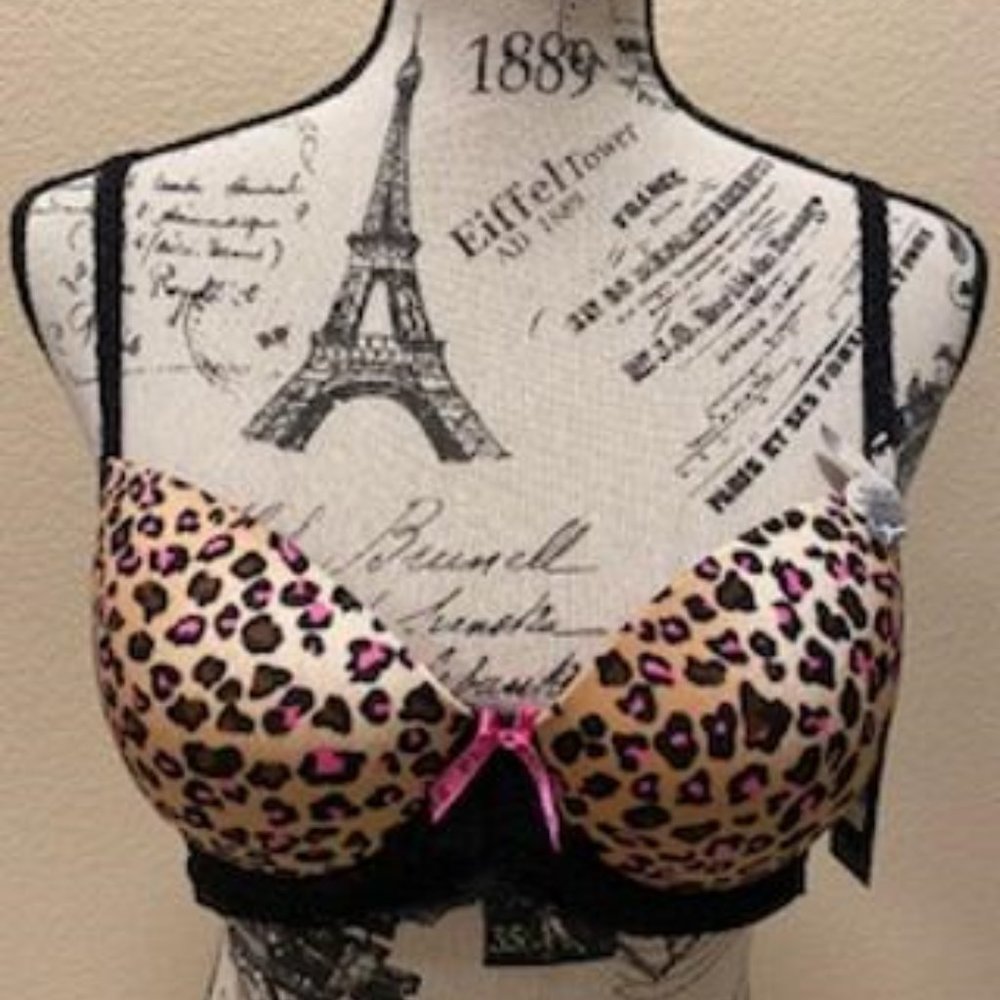 PLAYBOY ANIMAL PRINT PADDED UNDERWIRE BRA - Picture 4 of 4